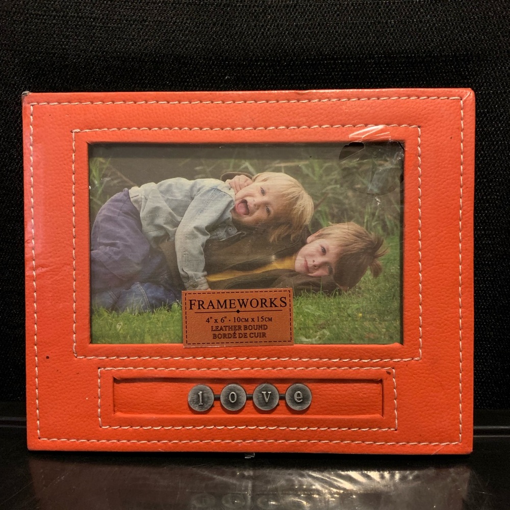 New! Leather Bound “Love” Photo Frame